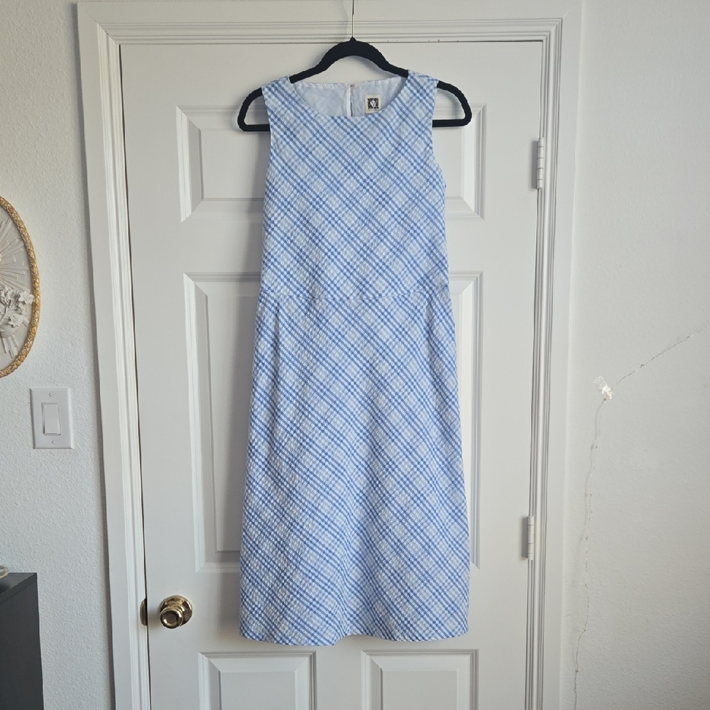 Anne Klein Gingham Blue Dress